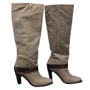 Cole Haan NikeAir Tantivy Gray/Brown Leather Heel Knee High Boots D32420 Size 8B